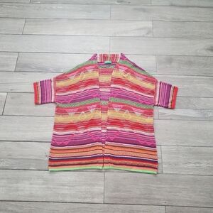 United Colors of Benetton 100% cotton multicolor colorful tribal knit cardigan
